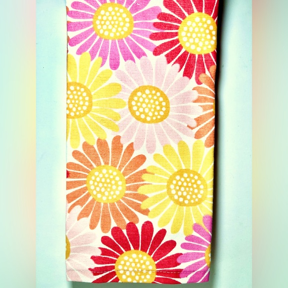 ritz Other - Set of 2 Bright Large Flowers Kitchen Towels in Sunny Yellow Orange Pink